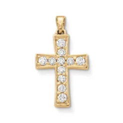 Plain Latin Cross Pendant With Diamonds