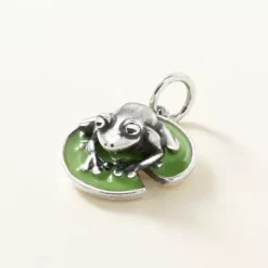 Enamel Frog On Lily Pad Charm 6 Enamel Frog On Lily Pad Charm -James Charm Sales CM 5631 875243 altS