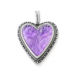 Sculpted Heart And Tulips Layered Gemstone Pendant