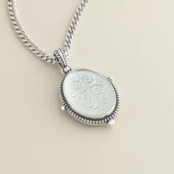 Sculpted Les Fleurs Cross Layered Gemstone Pendant -James Charm Sales CM 6024 252085 altS